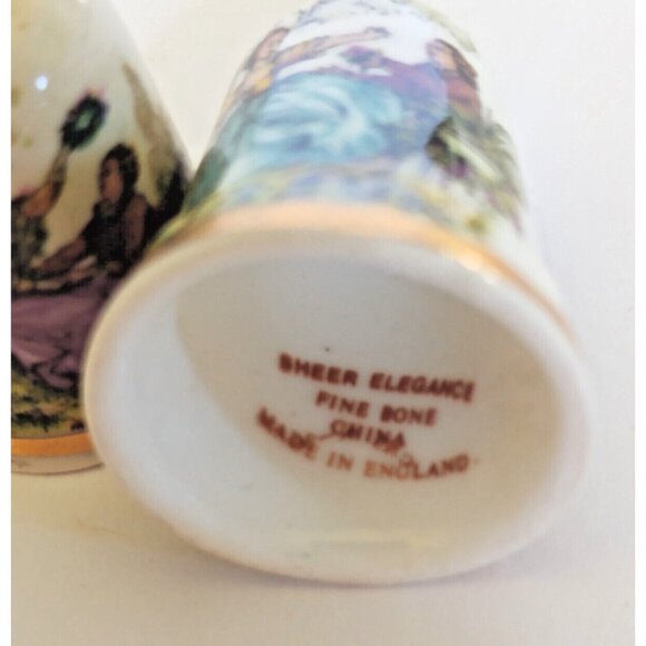 Vintage Thimbles Collectibles(2) Courting Couple Scene England - Picture 9 of 11